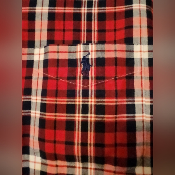 SOLD! $125 Polo Ralph Lauren Classic Fit Plaid Oxford Shirt  - Med - Red & Navy! - Picture 4 of 12
